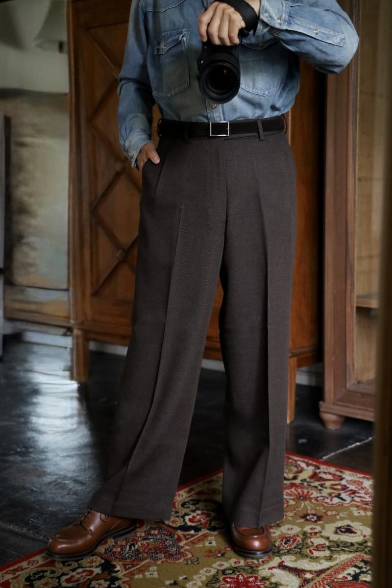 marka �ޡ��� 26AW SINGLE PLEAT WIDE TROUSERS(M26C10PT02C)BROWN BIRD��S-EYE������ȯ��! 