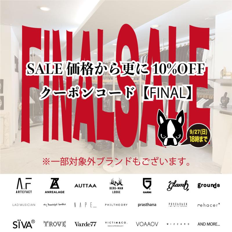 ��SALE�����ݥ��FINAL SALE 9��27��(��)18���ޤ�