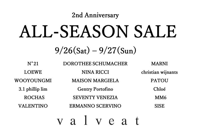 ALL-SEASON SALE ���� 9/26(Sat) – 9/27(Sun)